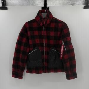 Alpha Industries Sherpa Flight Jacket - Buffalo Plaid Red - Medium